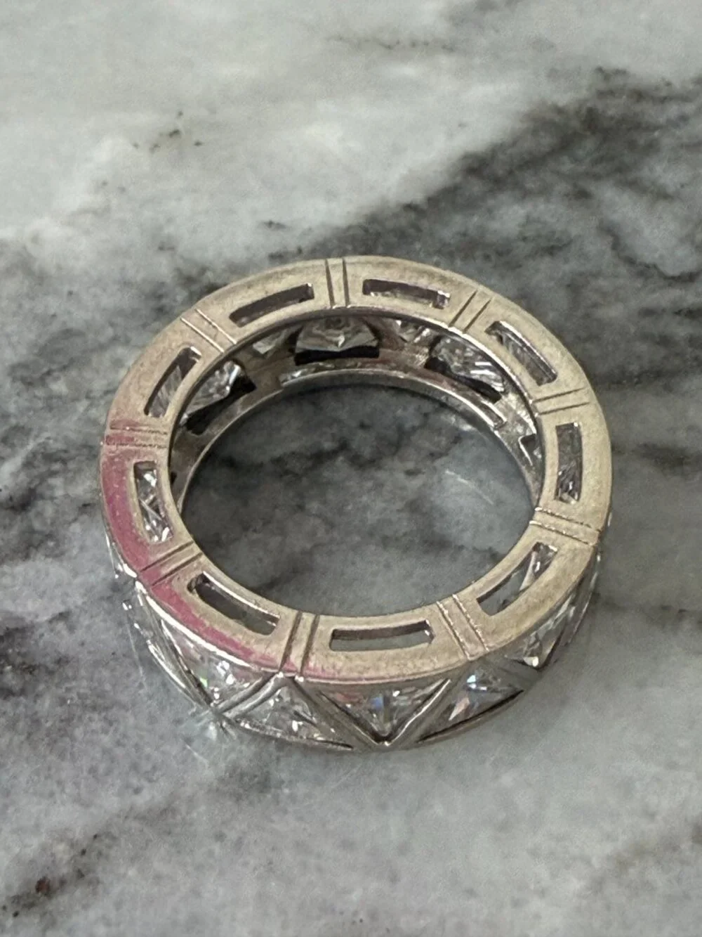 Radiance by Absolute 925 Art Deco Trilliant-Cut Bezel Set Eternity Ring - 6